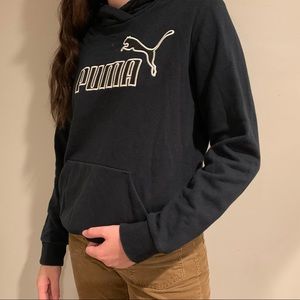 black and white puma logo hoodie